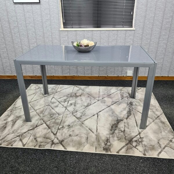 Kosy Koala Dining Table Grey Glass Kitchen Place for 6 Seats, Dining Table Only (Grey H 75 x L 134 x W 70 cm)