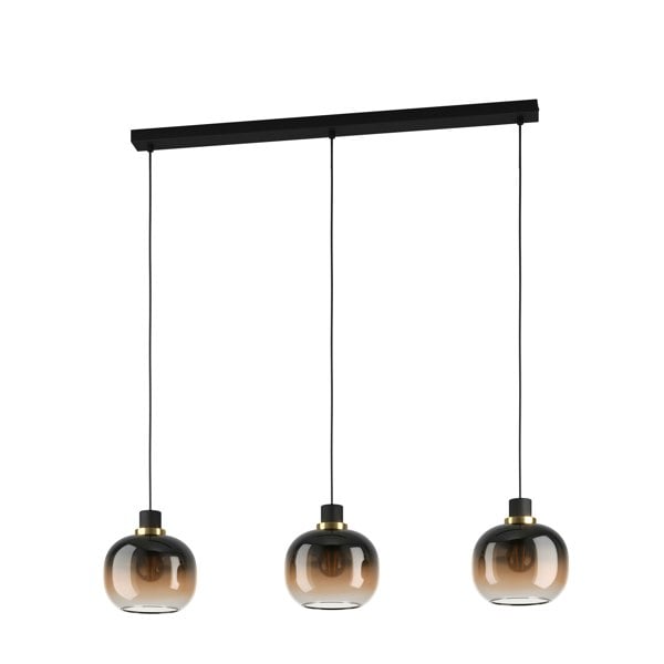 EGLO Oilella Linear Glass Pendant Light Black And Brown