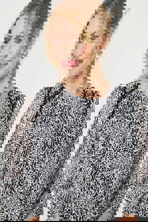 Black | Animal Print Long Sleeve Dress
