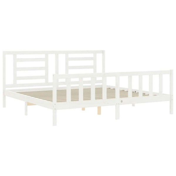 Berkfield Bed Frame with Headboard White 200x200 cm Solid Wood