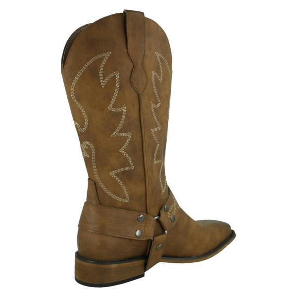 Spot On Ladies Spot On Low Heel Cowboy Boots with Ring Trim Strap F51234
