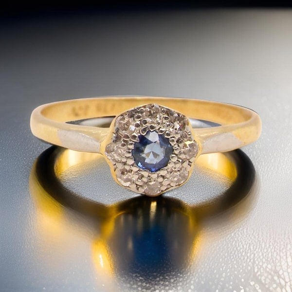 Vintage Tom A vintage Sapphire and Diamond cluster ring