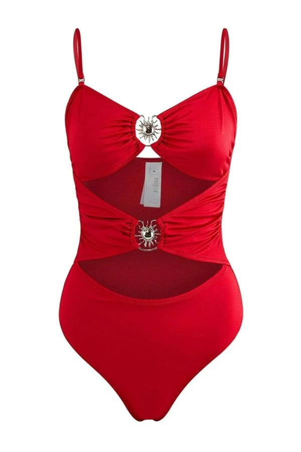 WOVCOR Cut Out Detail Strapless Regular Swimsuit