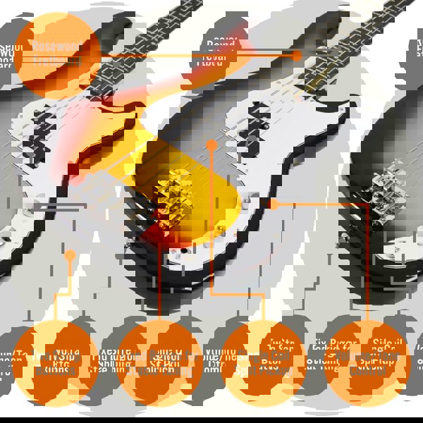 3rd Avenue Rocket Series Electric Bass Guitar Pack Bass Guitars#colour_Sunburst