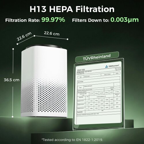 HOMCOM Smart Air Purifier for Home Bedroom with H13 HEPA Filter, Sleep Mode