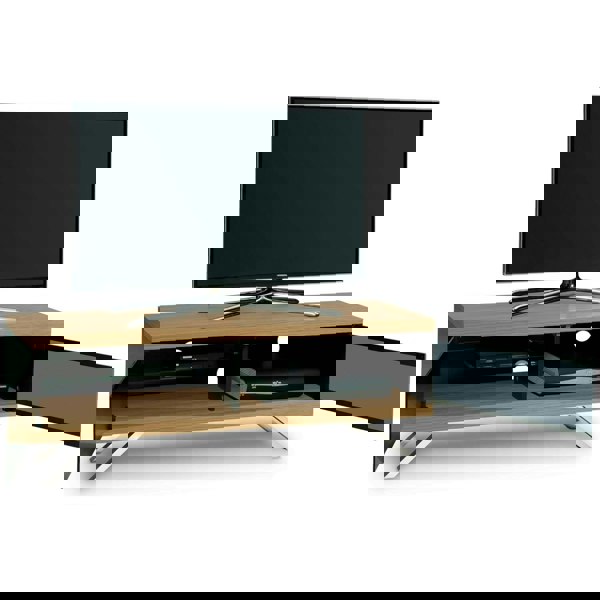 MDA Designs TUCANA 1200 HYBRID Black Oak TV Cabinet BeamThru Remote-Friendly Doors for up to 60" Flat Screen TVs Media Centre