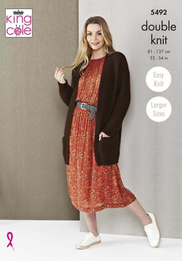 King Cole Natural Alpaca DK Knitting Pattern 5492, Cardigans, Jackets for Women, 32 - 54 Inches - Easy