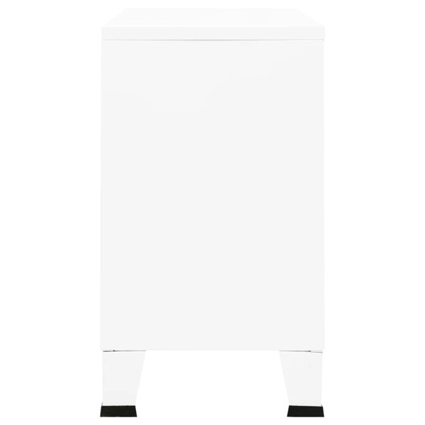 Berkfield Industrial Sideboard White 105x35x62 cm Metal and Glass