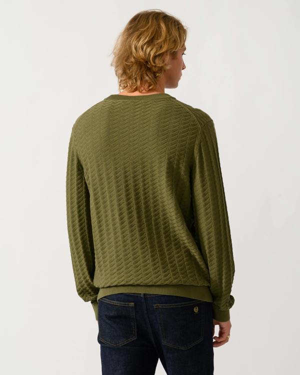 HUGO Simond Mens Crew Neck Jumper - Open Green 389