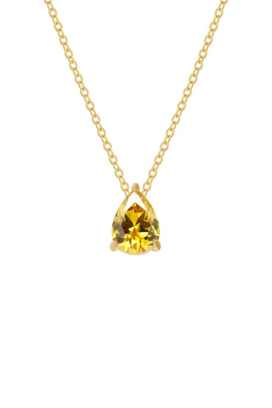 Latelita Adele Teardrop Necklace Gold Citrine