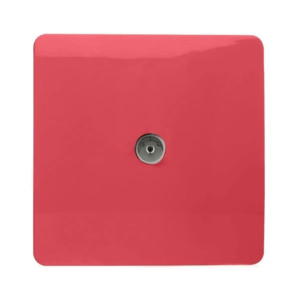Trendi Switch 1 Gang Female Co-Axial Television Socket in Strawberry Red