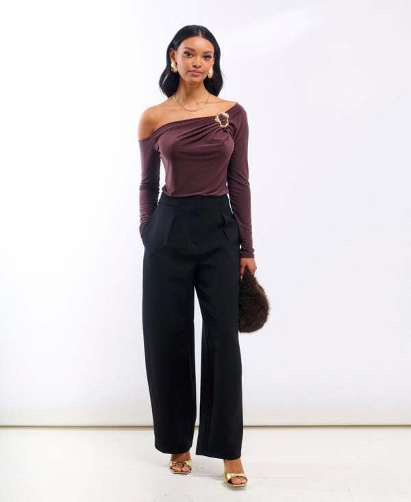 Needs No Label Chocolate Jersey Hardware Top