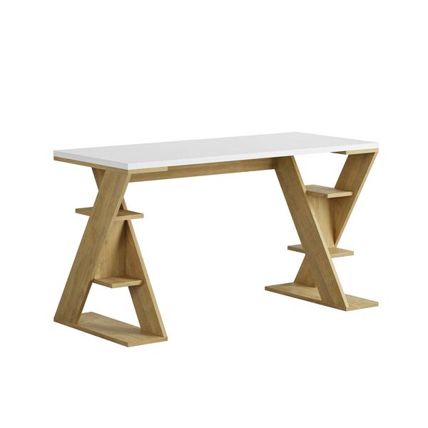 Decortie Papillon Desk with Bookshelf Storage Legs Modern Minimalist Workspace Desk 137x75x60 cm