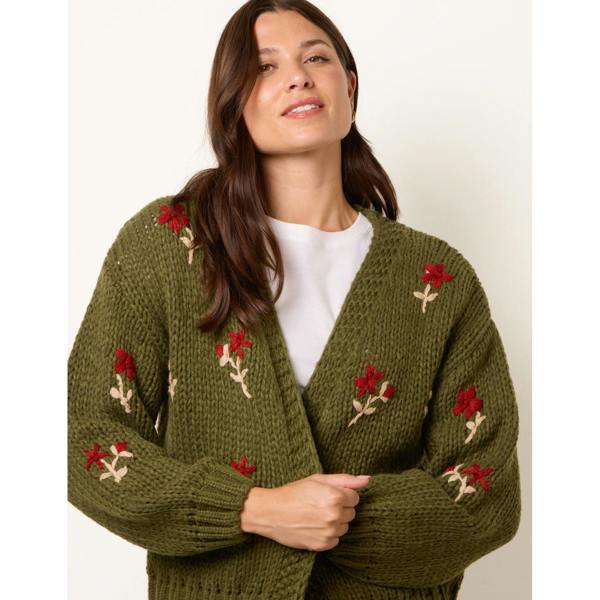 Blue Vanilla Flower Embroidery Detailed Cardigan