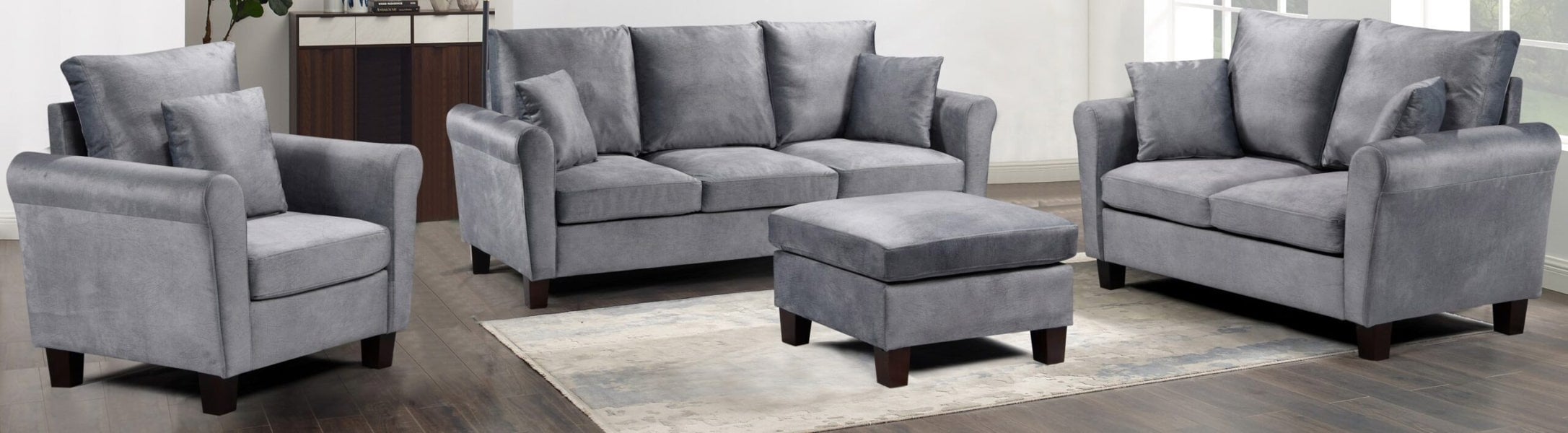 Comfy Living Tivoli Sofa Set: Brushed Velvet for a Luxurious Living Room Experience