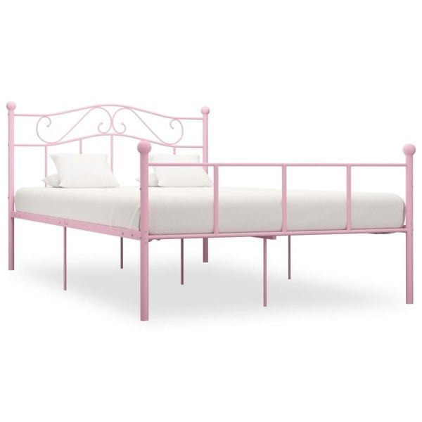 Berkfield Bed Frame Pink Metal 140x200 cm