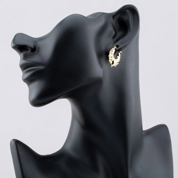 T. H. Baker Silver Gold Plated Fancy Patterned Creole Hoop Earrings S3004