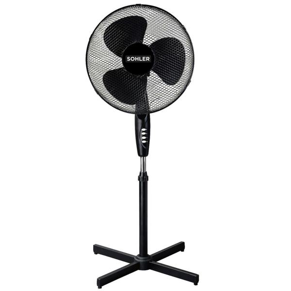 Sohler Black 16" Pedestal Fan Adjustable Oscillating 3 Speed Standing Cooling Fan