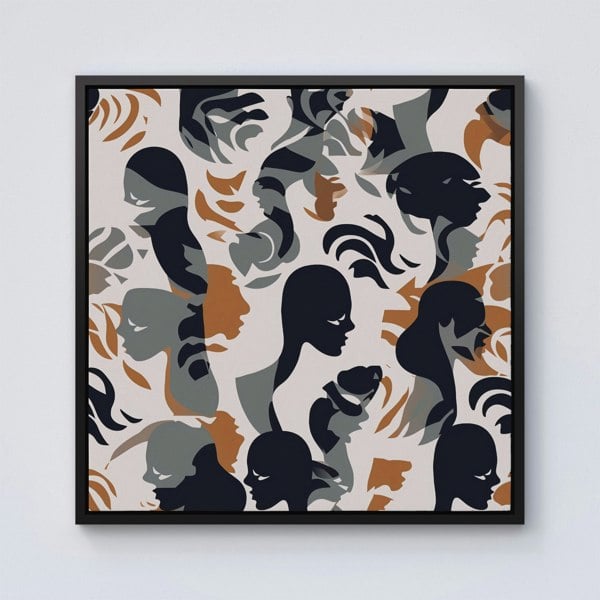 Warren Reed Abstract Grey Brown Silhouette Framed Canvas