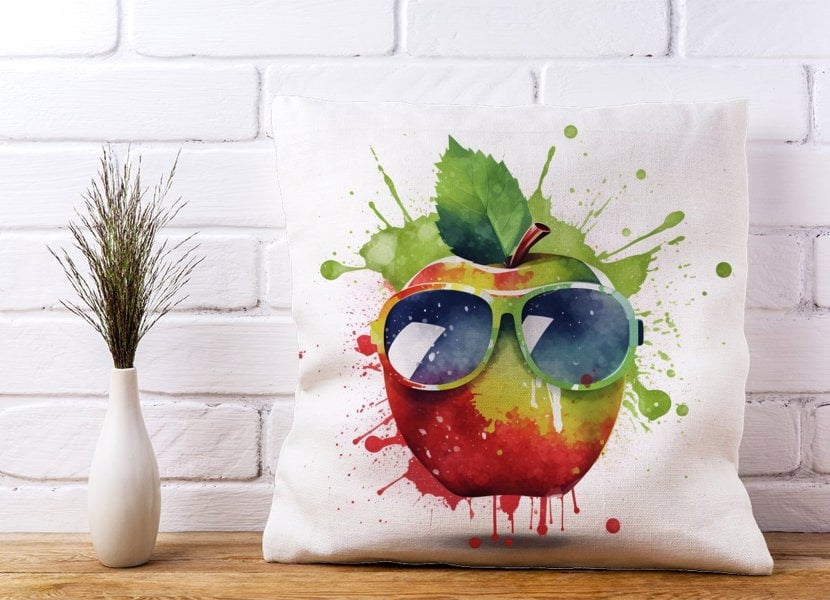 Warren Reed Apple In Glasses Splashart Cushions