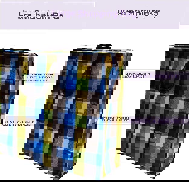 KAV Random Coloured Laundry Shopping Bags - Strong Reusable Waterproof Storage Bag with Zipper & Handle for Travel, Moving, Packing Cloths (50 x 35cm)