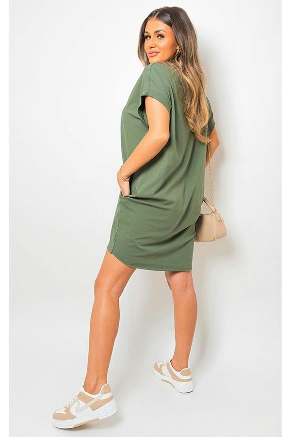 Esme Short Sleeve With Front Pockets Top - Khaki
