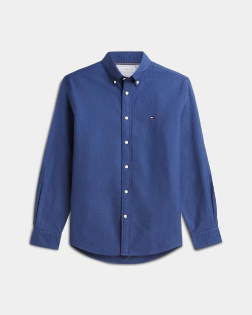 Tommy Hilfiger Solid Heritage Mens Long Sleeve Oxford Shirt - Aegean Sea