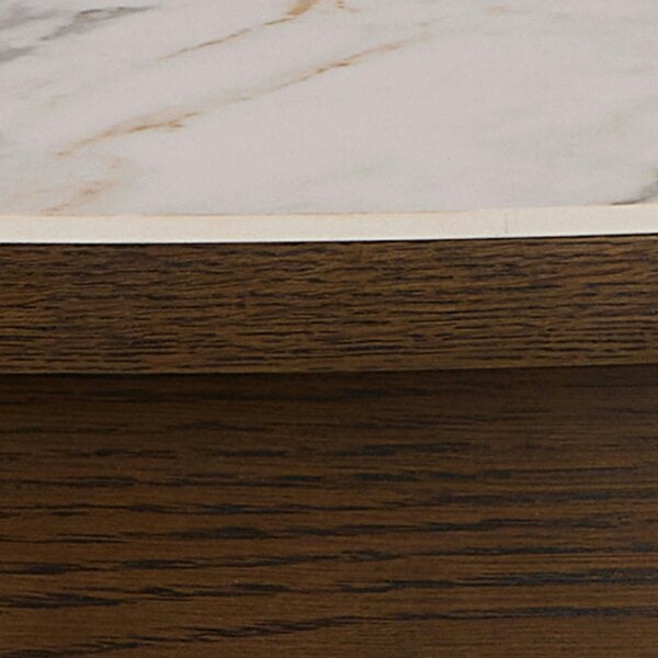 Wyld Haus Cork Round Extendable Cream Ceramic Dining Table Oak Veneer Base