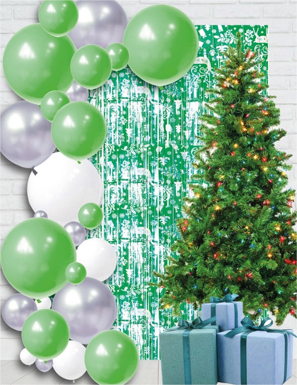 Cheetah Christmas Reindeer Tinsel Curtain 2M x 1M Green