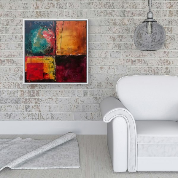 Warren Reed Quadrant Fusion: Colours In Conflict Framed Canvas