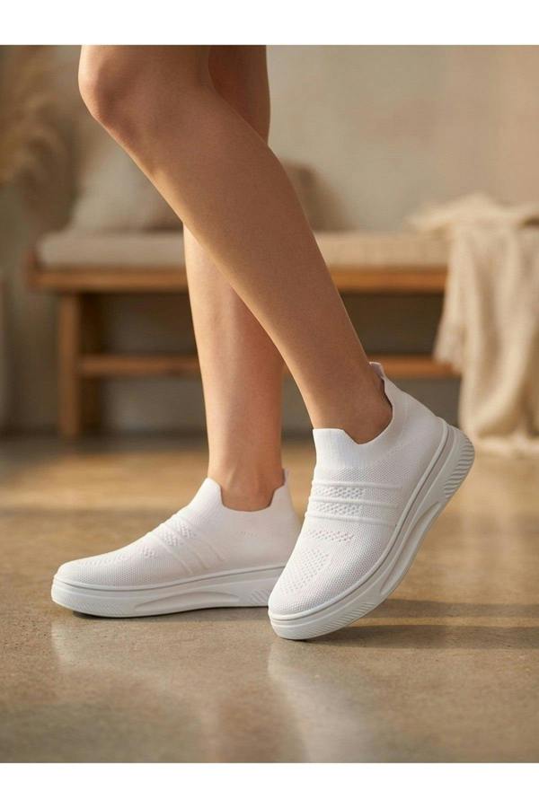 Grace Knit Slip On Trainers - White