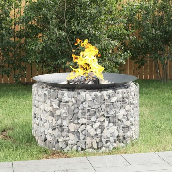 Berkfield Gabion Fire Pit �_�”�_ 100 cm Galvanised Iron