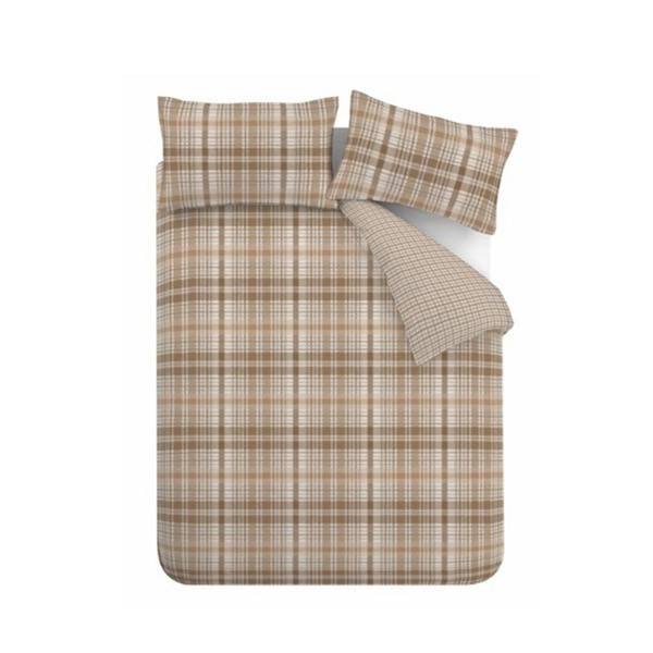 Catherine Lansfield Brushed Hamish Check Duvet Cover Set Natural