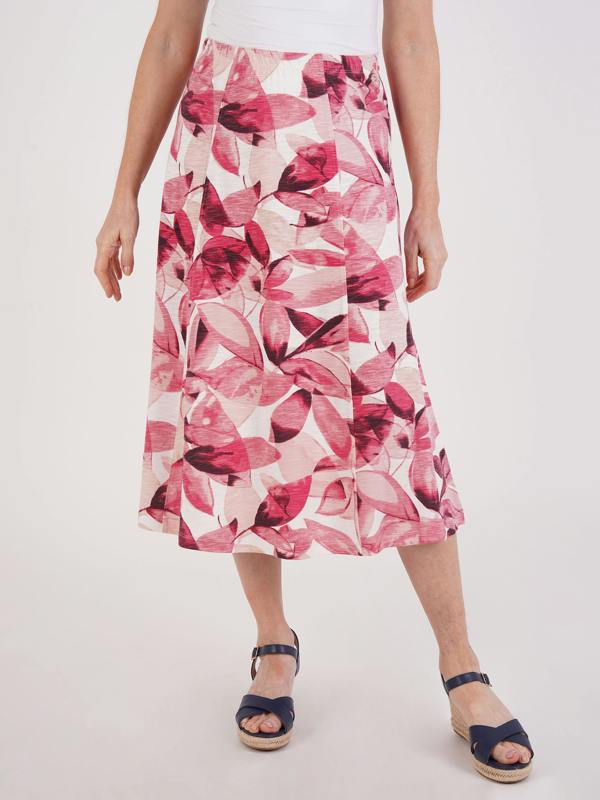 TIGI Summer Scattered Leaf Print Skirt-regular
