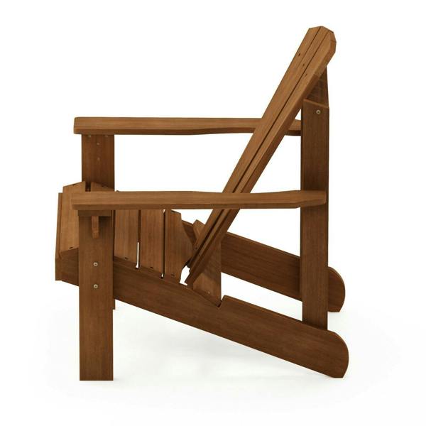 WALPLUS Tioman Small Hardwood Adirondack Patio Chair in Teak Oil, Natural | Modern Home Decor