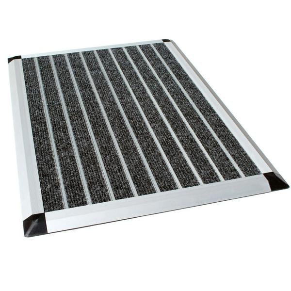 Ultralux Indoor Aluminium Door Mat – Non-Slip Heavy Duty Scraper Doormat – Weatherproof Metal Frame & Waterproof Backing - Grey & Black – 40 x 60cm UAB04060GR