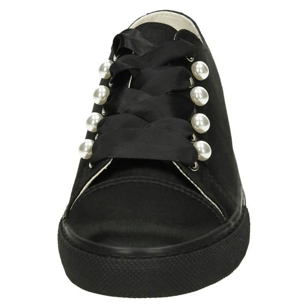 Spot On Ladies Spot On Ribbon Lace Up Pumps