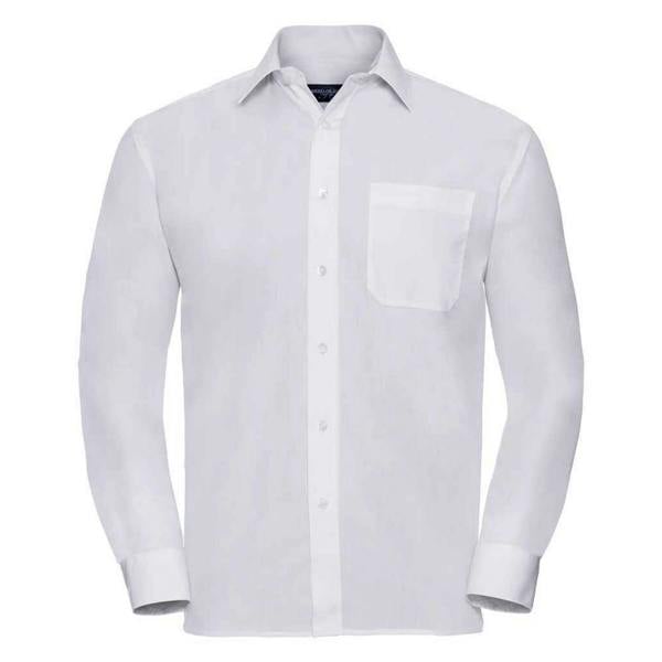 Russell Collection Mens Poplin Easy-Care Long-Sleeved Formal Shirt - White - 