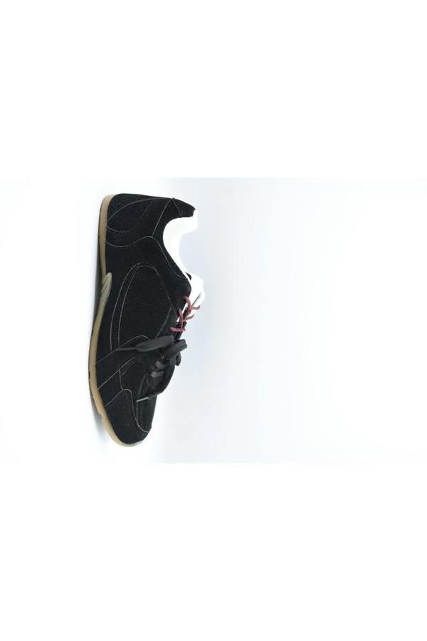 Molly Double Contrast Lace Up Flat Trainers - Black