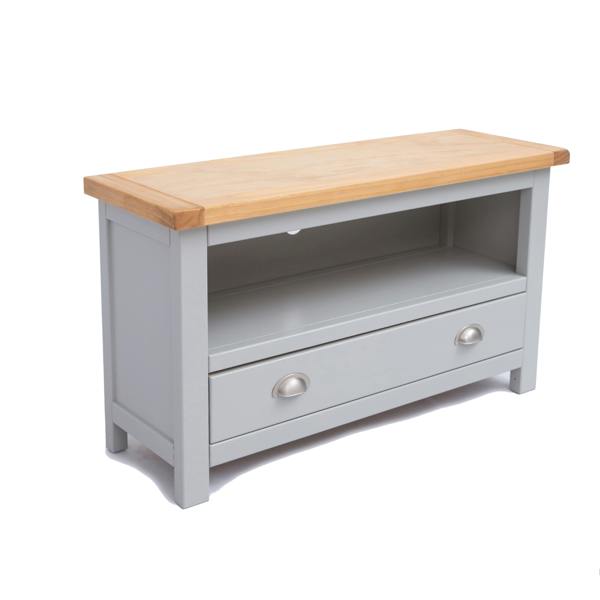 Cabinet Bits Argenta Light Grey 1 Drawer TV Cabinet Chrome Cup Handle