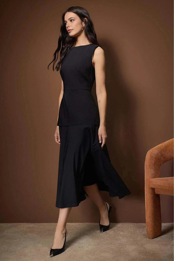 WOVCOR Midi Stretchy Woven Dress