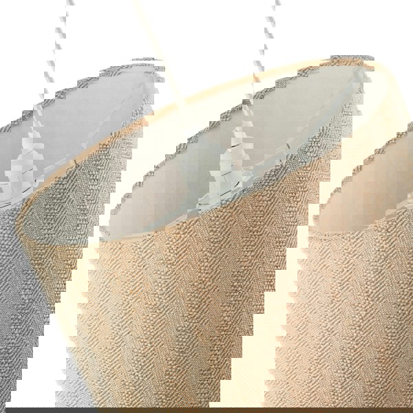 Textured Oatmeal Linen Fabric Drum Lamp Shade with Taupe Cotton Lining Image 4