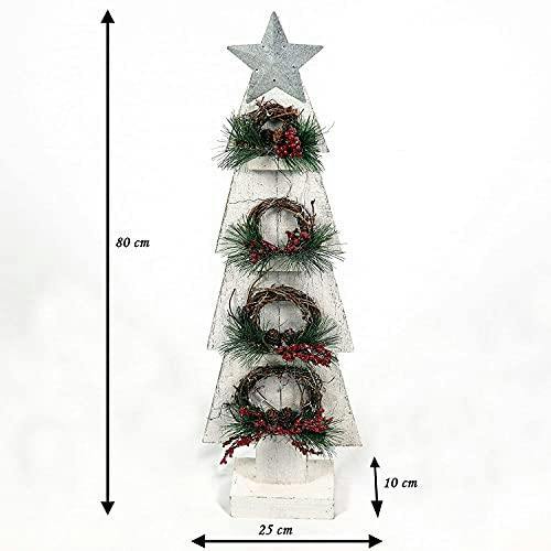 25 x 10 x 80H cm Grey Wooden LED Christmas Tree Tabletop Decoration with Warm White Lights image 8