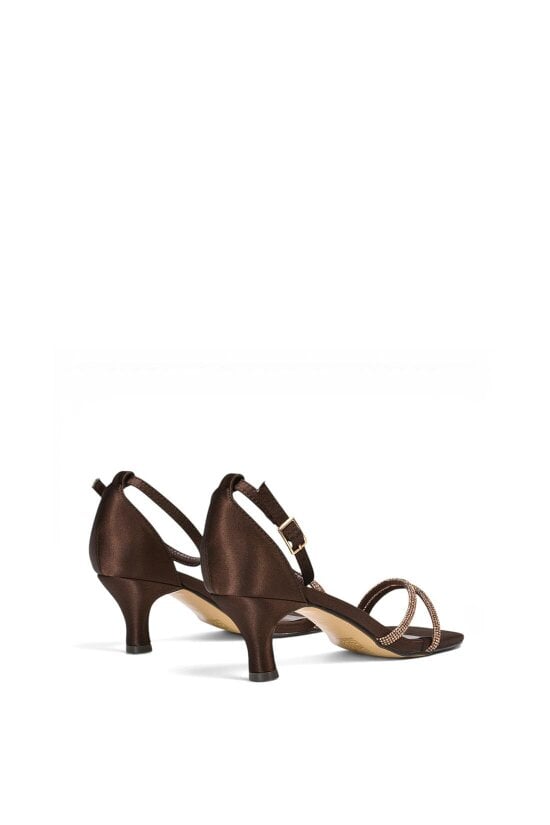 XY LONDON Diamante Kitten Heel Ankle Strap Sandals