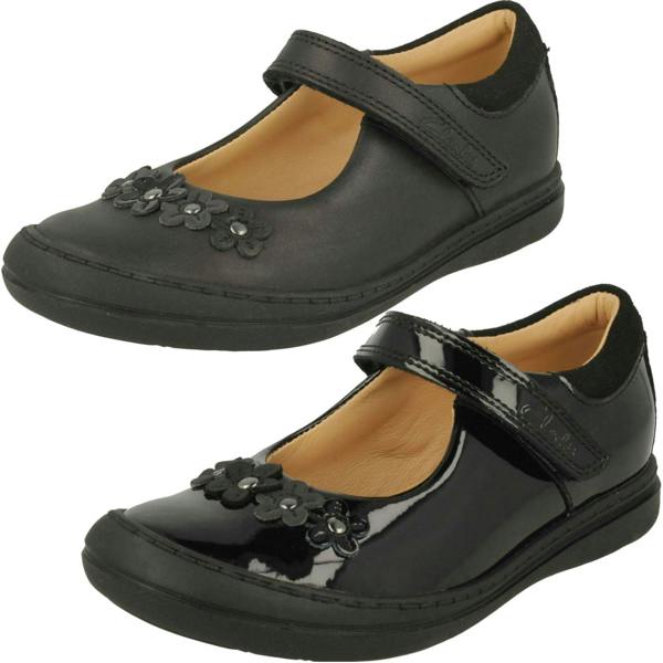 Clarks Girls Clarks Flower Detailed School Shoes Scooter Jump