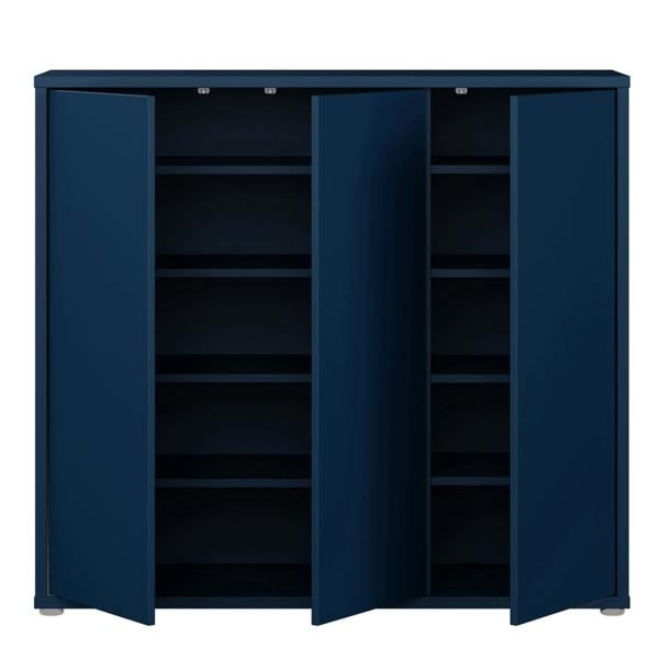 Furniture To Go Alice Springs Shoe Cabinet with 3 Doors Push-to-Open in Night Blue
