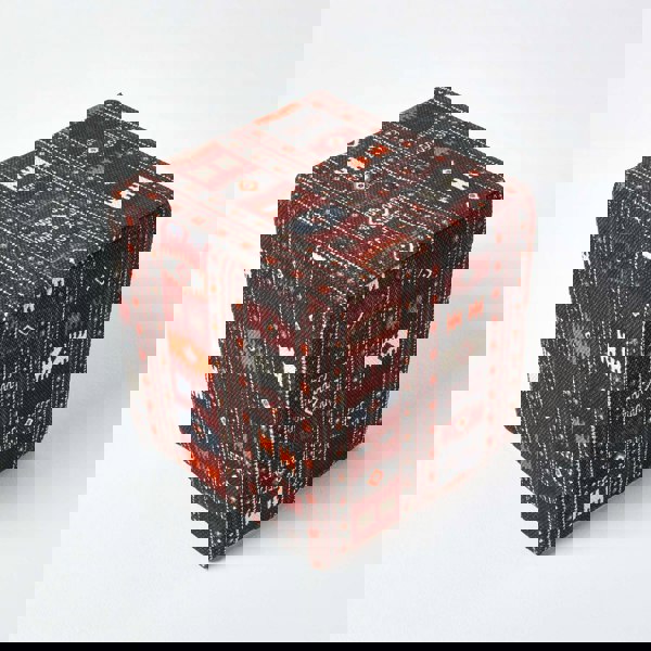 HOMESCAPES Multicolour Kilim Print Cotton Cube Pouffe - 36 x 36 x 38 cm