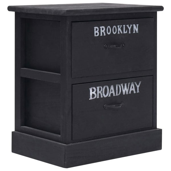Berkfield Nightstand Black 38x28x45 cm Paulownia Wood