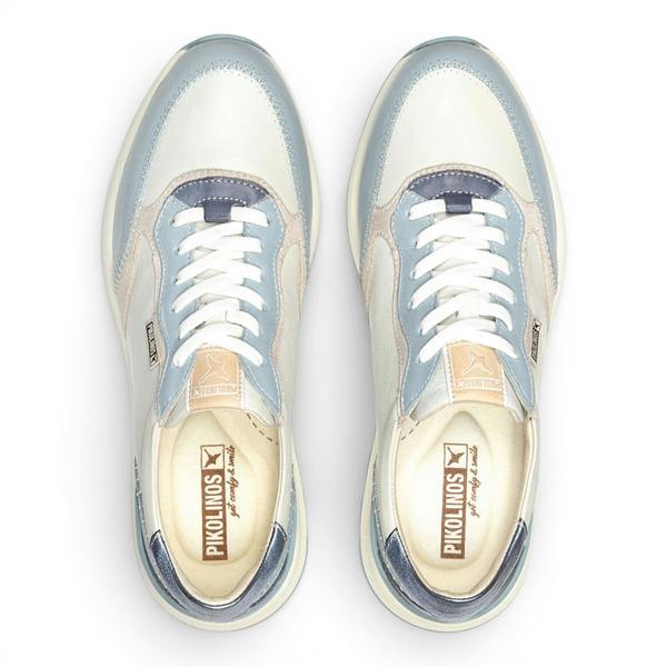Pikolinos Women's Denim Blue Leather Lace Up Sneaker Trainers Shoes - Arrecife