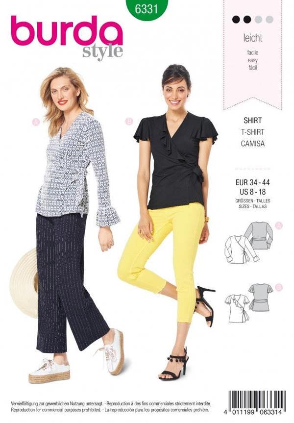 Burda Sewing Pattern 6331 Tops For Women, 8 to 18 - Easy